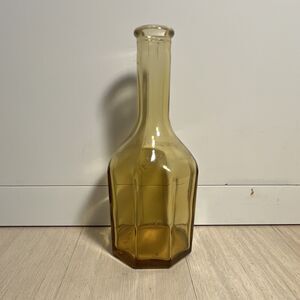 Vintage Amber Glass Octagonal Bottle 16 oz Collectible Wheaton New Jersey